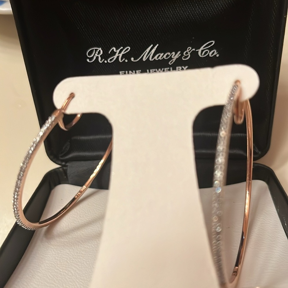Big hoop earrings worn very gently 14k over sterling about 2 inches - Picture 4 of 4